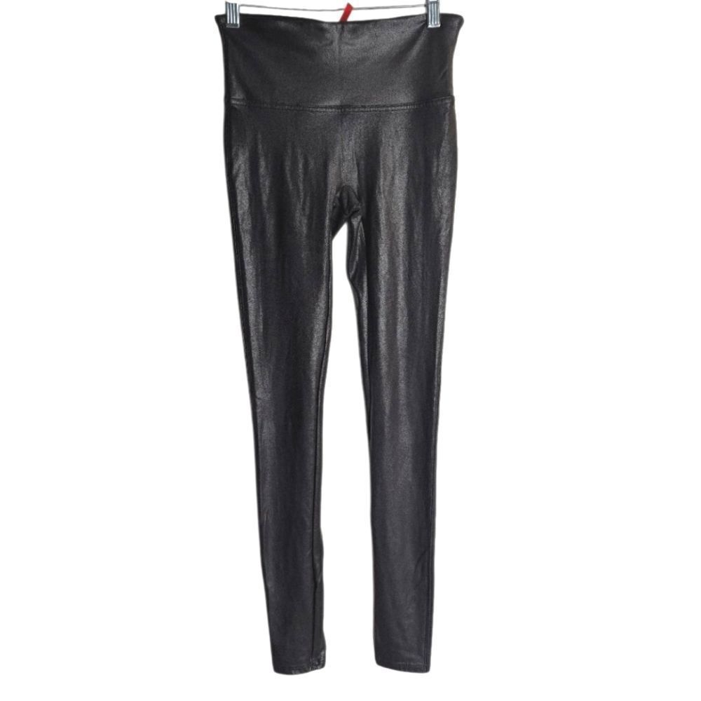 SPANX Faux Leather Black High-Waisted Leggings Womens S